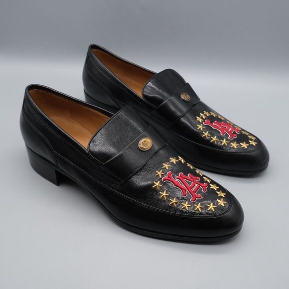 Gucci Men's GG LA Patch High Loomis Leather Loafers Men's Size 12 535298 - Picture 1 of 16